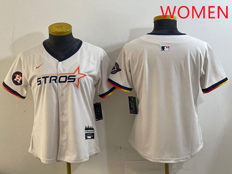 Women Houston Astros Blank Cream Three generations Joint Name 2025 Nike MLB Jersey style 4102